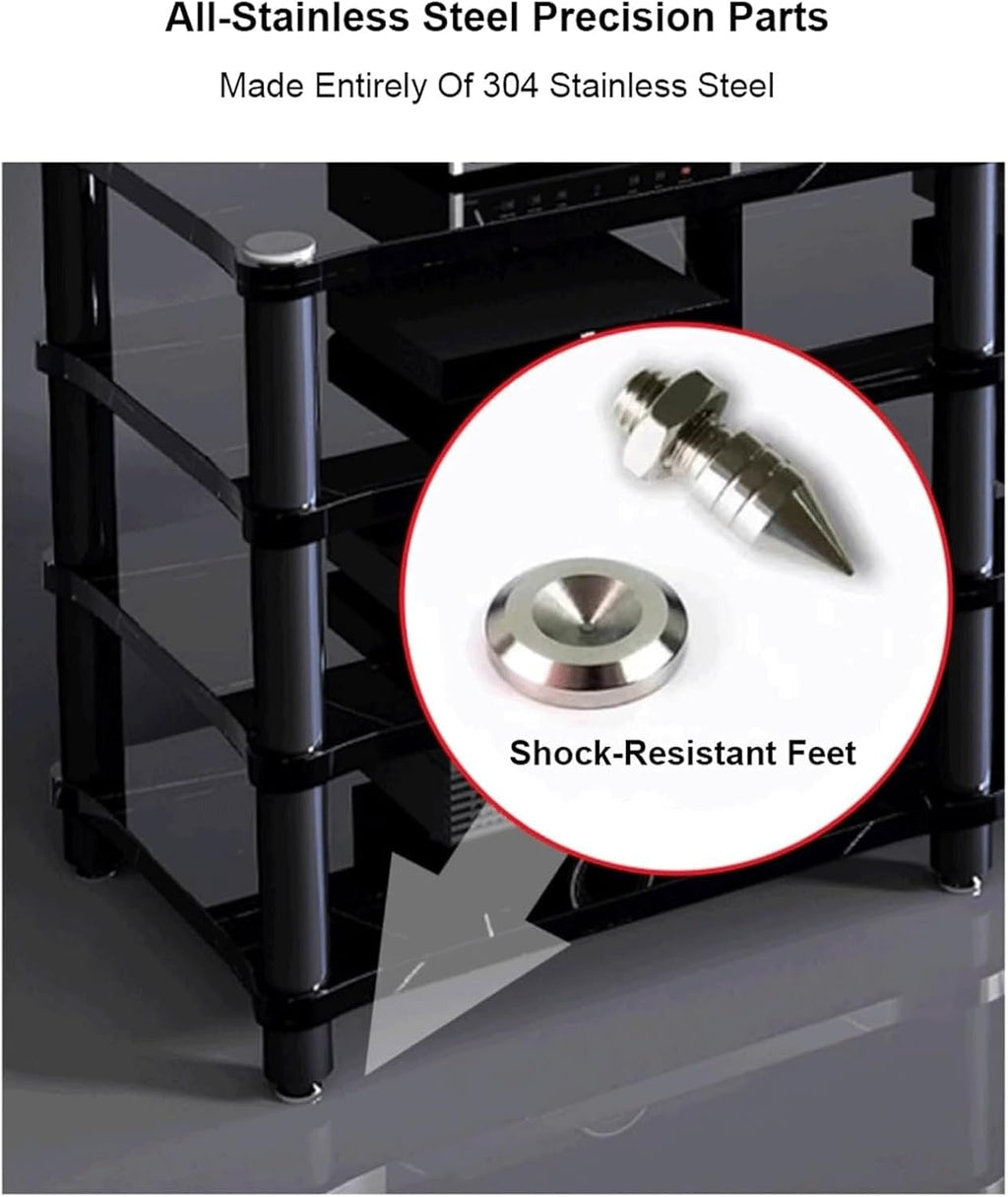 Audio Rack 1/2/3/4 Tier Stereo Rack Audio Equipment Rack Audio Stereo Shelf Wooden HiFi Rack Audio-Video Shelving Shock-Absorbing(Wei�,3 Tier)