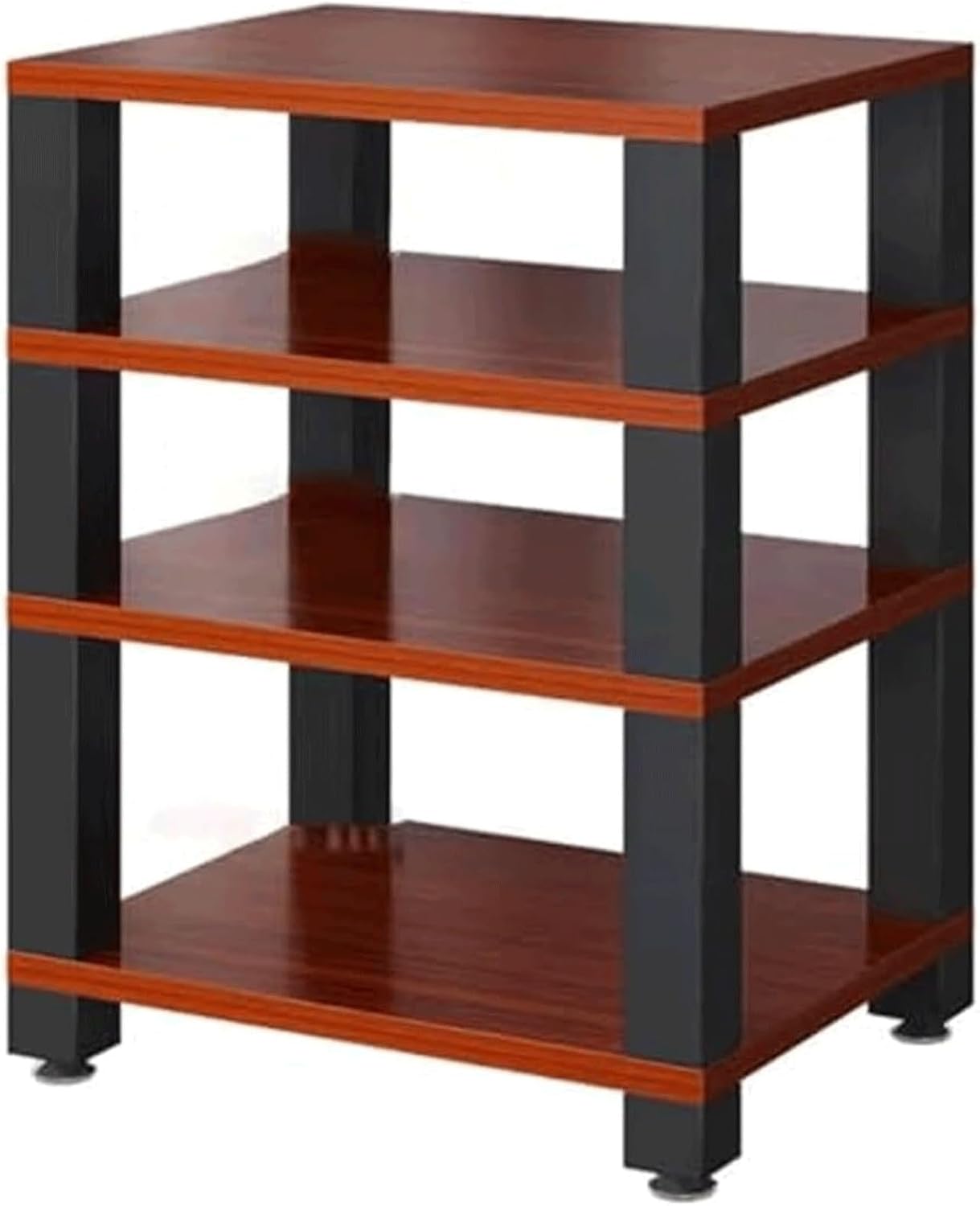 Audio Rack 1/2/3/4 Tier Stereo Rack Audio Equipment Rack Wooden Audio Rack Cabinet Open AV Cabinet Strong Audio-Video Shelving(Brown,4 Tier)