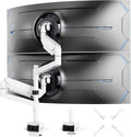 24-57 inch Dual Vertical Monitor Mount, Heavy Duty Monitor Arm for 2 Monitors, up to 59.4 lbs, Extra Tall/Wide Adjustable, Premium Aluminum Dual Monitor Desk Mount, VESA 75x75-200x200 mm, White