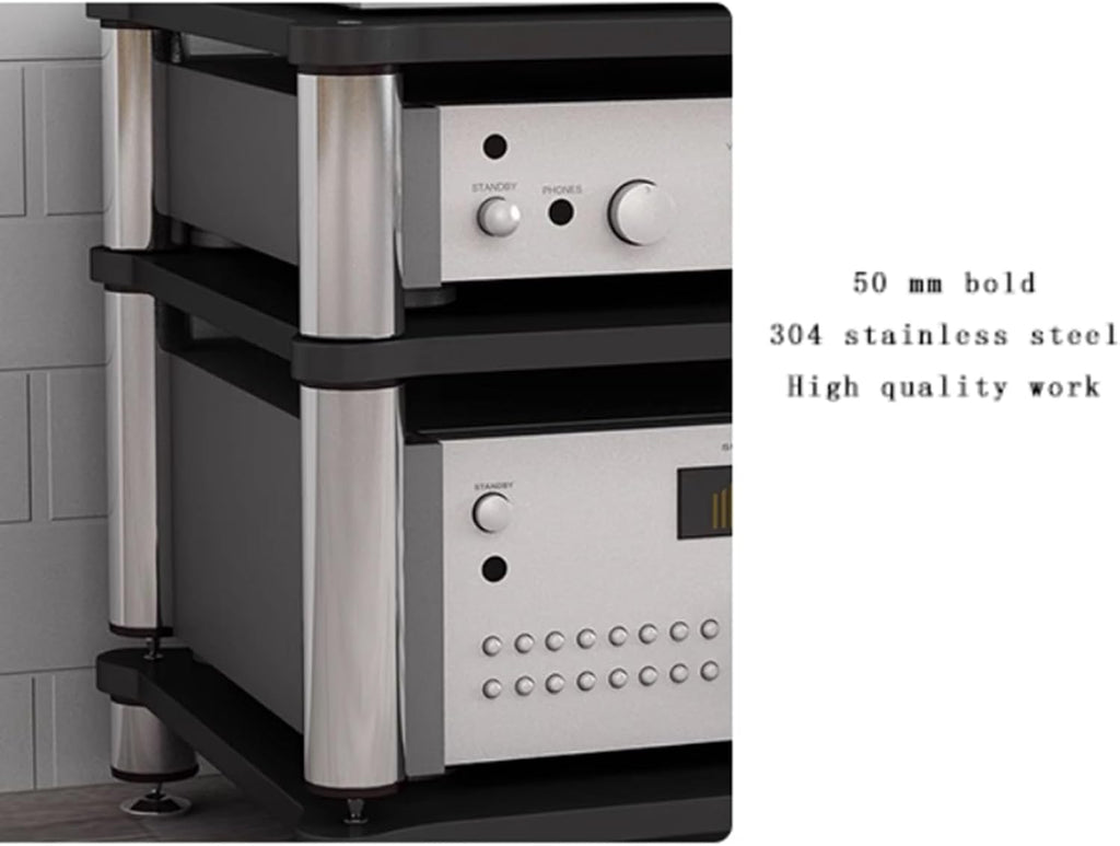 HiFi Audio Rack & Amplifier Stand for Home Theater, 2/3/4-Tier AV Equipment Shelf with Spikes Audio-Visual Shelving for Receiver, Turntable, Speaker(Wood,60 * 48 * 81cm(4Tier))