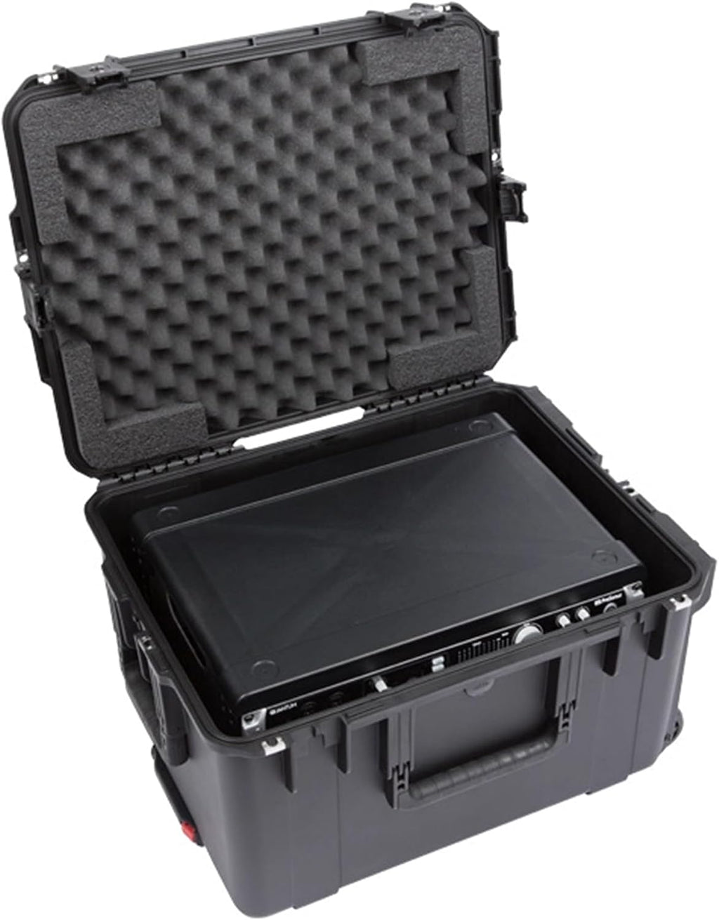 SKB 4U iSeries 13' Injection Molded Fly Rack with Built-in Wheels, Push Button Release Pull Handle and Removable Rack Frames, Black