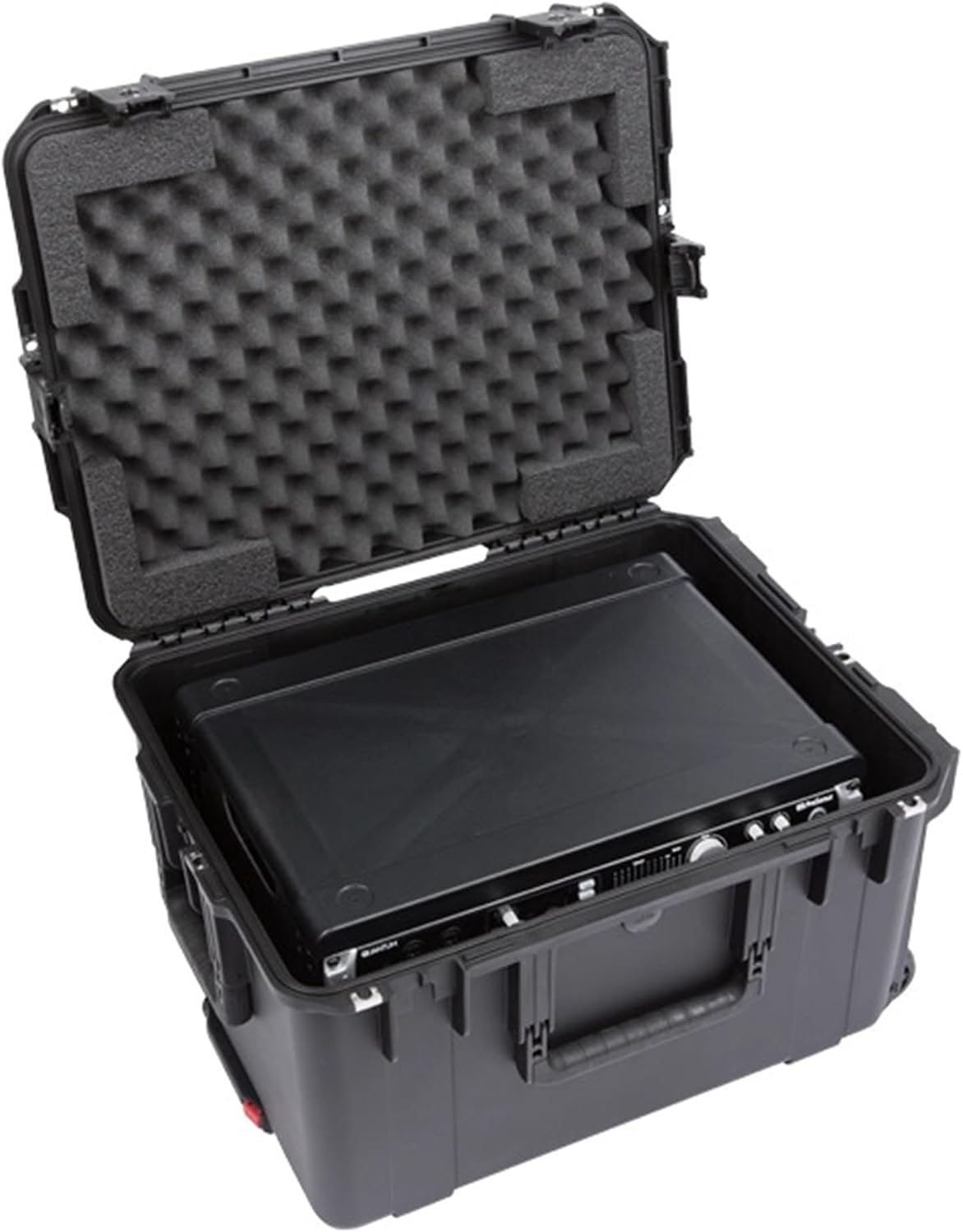 SKB 4U iSeries 13' Injection Molded Fly Rack with Built-in Wheels, Push Button Release Pull Handle and Removable Rack Frames, Black