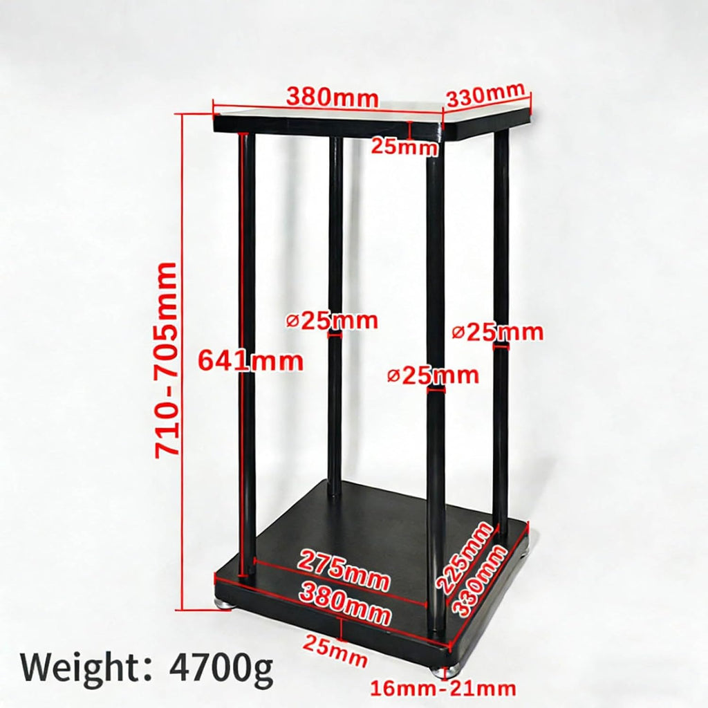 Modern Minimalist Black Speaker Stand Home Audio Dual Shelf Rack Multi-Functional Universal Various Audio Equipment(38 * 33 * 71cm)