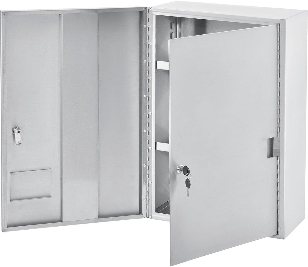 Global Industrial Stainless Steel Narcotics Cabinet, Double Door/Double Lock, 16' W x 8' D x 24' H, for Doctor's Offices, Patient Rooms, Hospitals, Laboratories and More