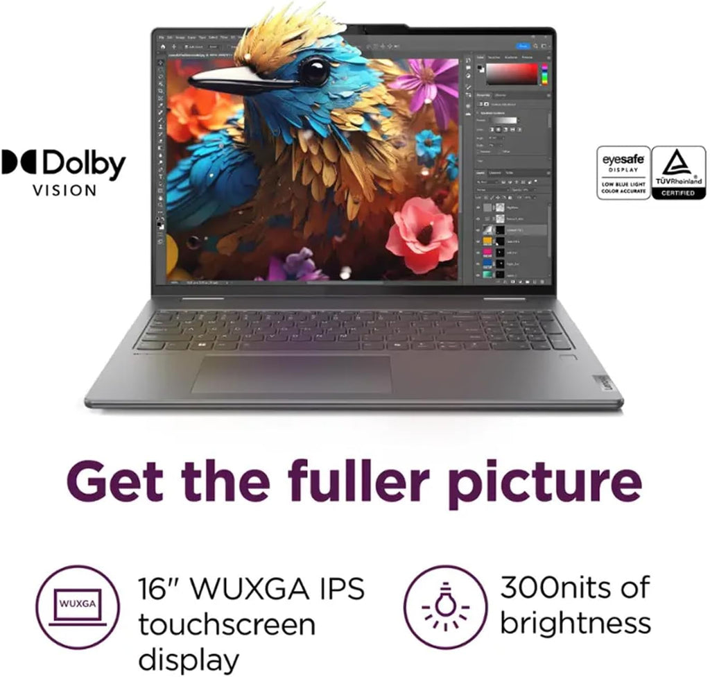 Lenovo Yoga 7i 2-in-1 Laptop, 16' FHD+ 2K Touchscreen Display, 12-core Intel Core Ultra 7 155U, 16GB LPDDR5X, 1TB SSD, Backlit KB, Fingerprint, Thunderbolt 4, Win 11 Home, Storm Grey, EAT 16GB USB Pen