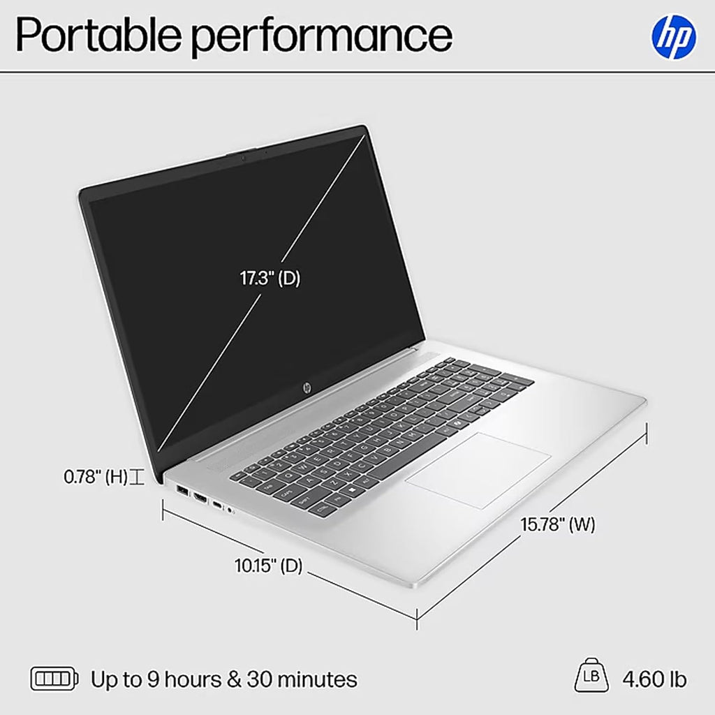 HP 17.3' FHD Laptop, for Business and Students, 17.3' FHD IPS Anti-Glare Display, Intel Core i3-N305 for Everyday Tasks, Long Battery Life, Windows 11 Pro, 32GB RAM, 2TB SSD, Bonus