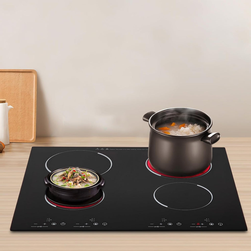 Built-in 4 Burners Electric Stove Electric Cooker Hob Cooktop, 3000W Power, 9 Heat Settings, Sensor Touch 110V