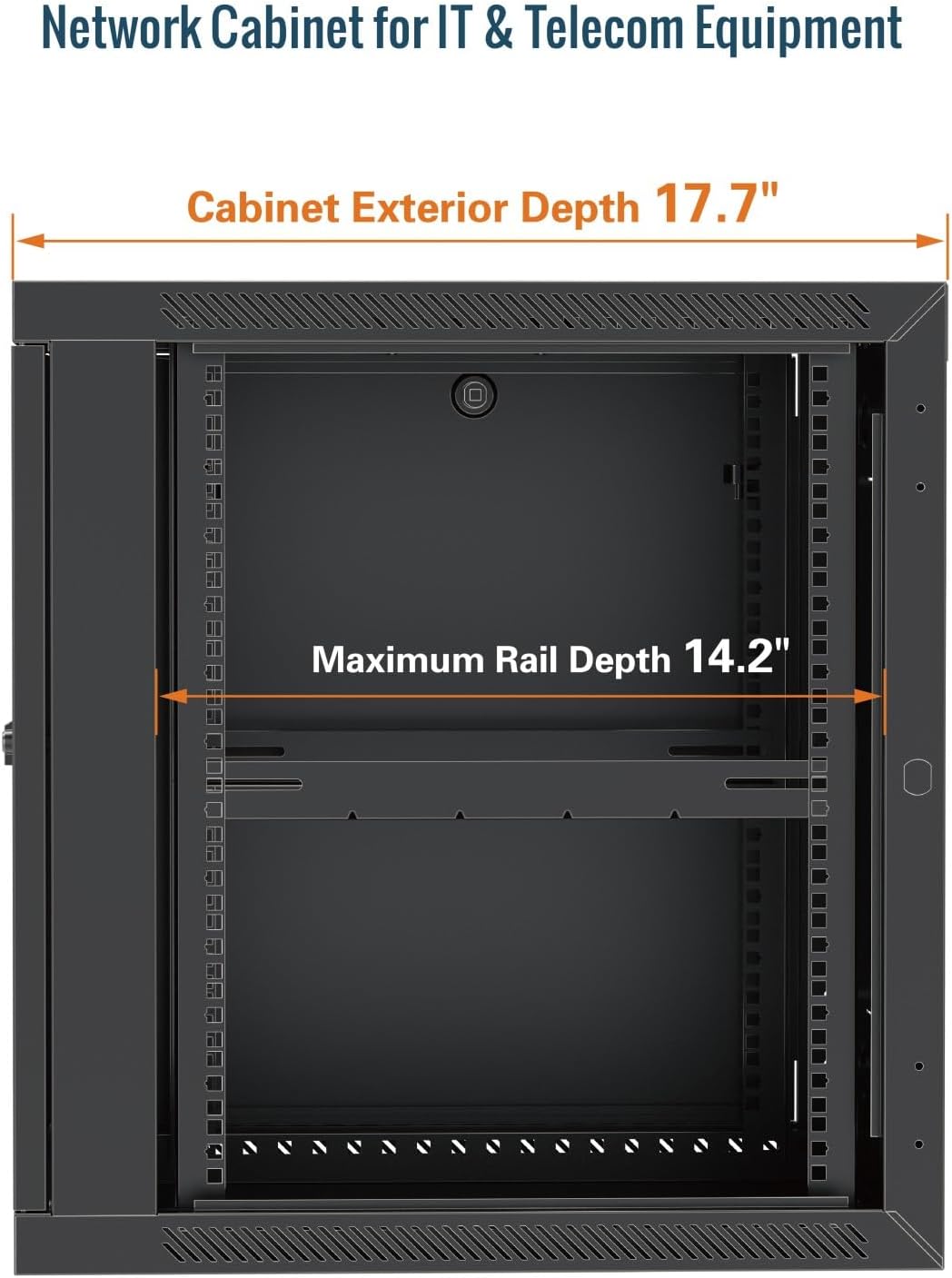 Tecmojo 15U Wall Mount Rack,15U Rack 17.7 Inch Depth,Hold Up to 176 Lbs,Enclosed Wall Mount Rack Kit for 19 Inch Network,Server and AV Gear,Mesh Door(Elite Collection)