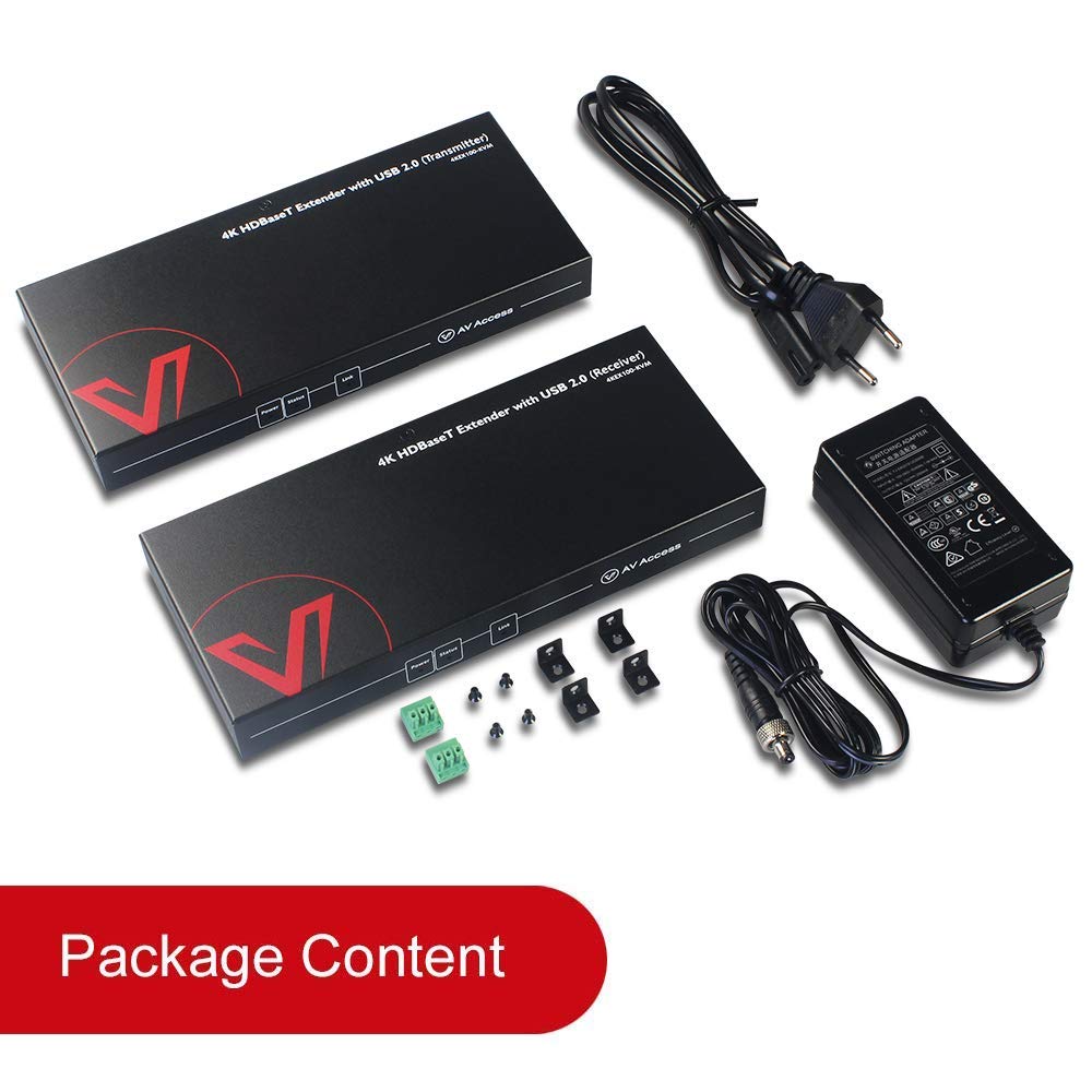HDMI USB KVM Extender Dual Monitor Over Cat5e/6/6a/7 up to 1080p@60Hz 197ft, Zero Latency Extended Dual View, Display 2 Monitors with 4 USB 2.0 Ports for Keyboard/Mouse, HDCP 1.4, PoC, Plug and Play