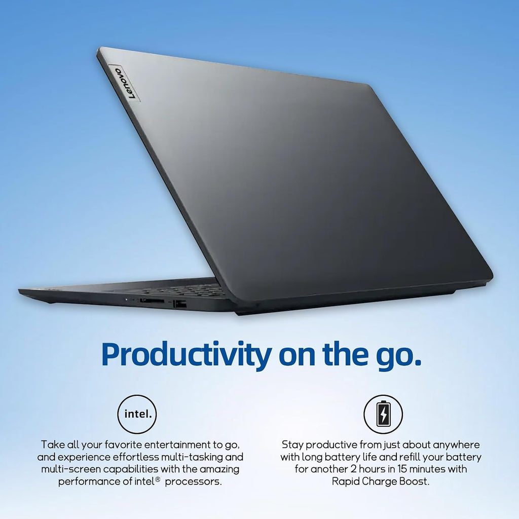 Lenovo IdeaPad Laptop, 15.6' HD LED Display, Intel Celeron Dual Core Processor, 12GB RAM, 640GB Storage(128GB eMMC + 512GB PCIe), 1 Year Office 365, Wi-Fi 6, Win11 Pro, Privacy Camera, Abyss Blue