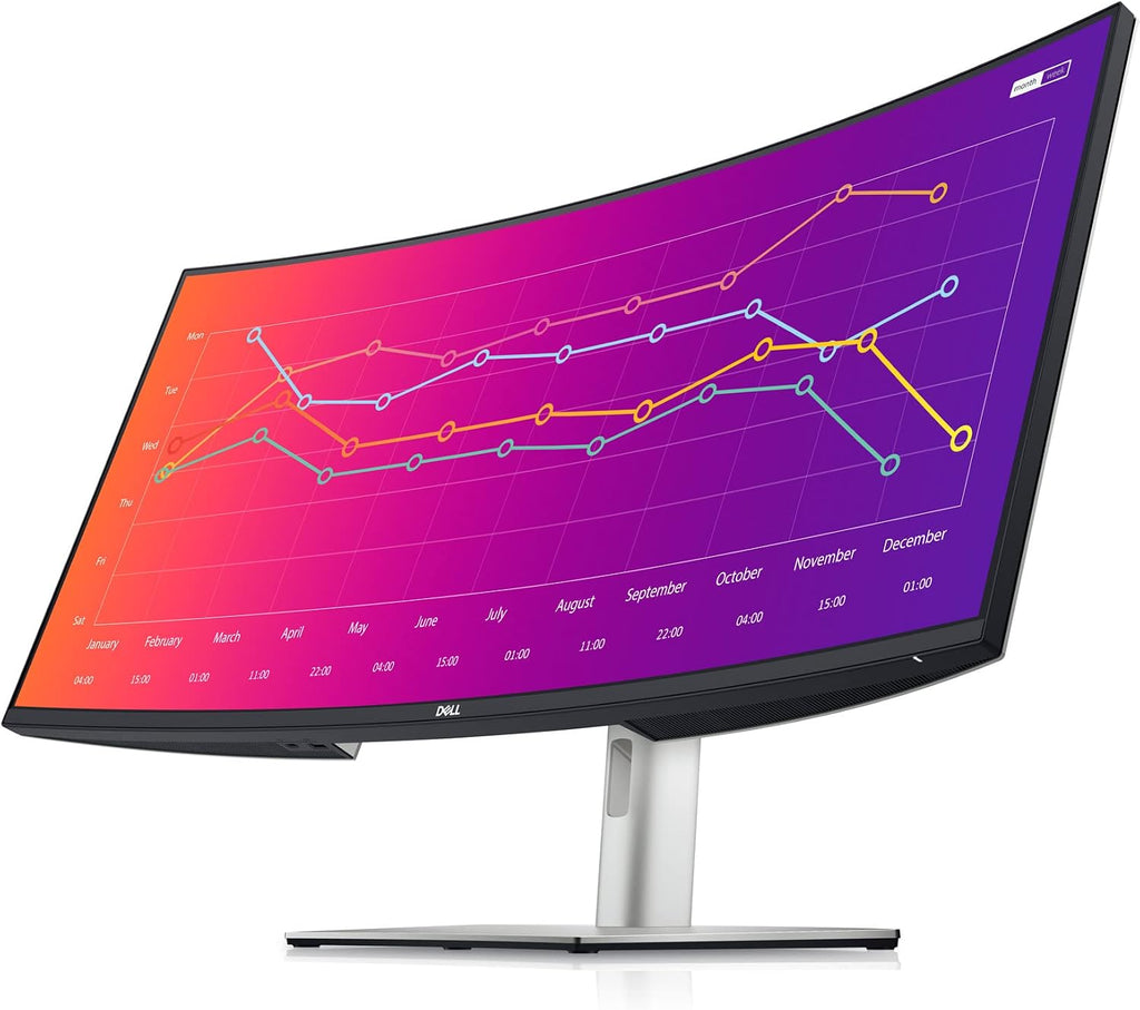 Dell U3821DW UltraSharp Curved USB-C Hub Monitor - 37.52-inch WQHD (3840 x 1600) 60Hz 2300R Curvature Display, 8ms Response time, USB-C/DP/HDMI/RJ-45, Height/Slant/Tilt/Swivel Adjustability - Silver