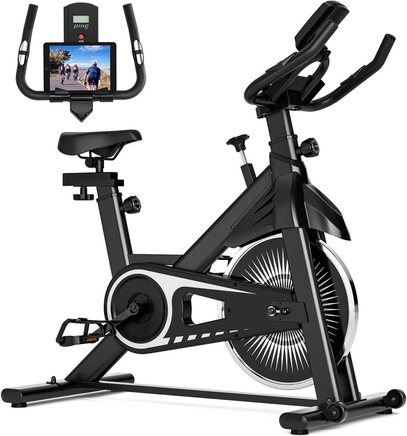 Exercise Bike,Adjustable Resistance Indoor Cycling Bike for Home Exercise - Stationary Bike with Smartphone Holder, LCD Display & Heart Rate Monitor