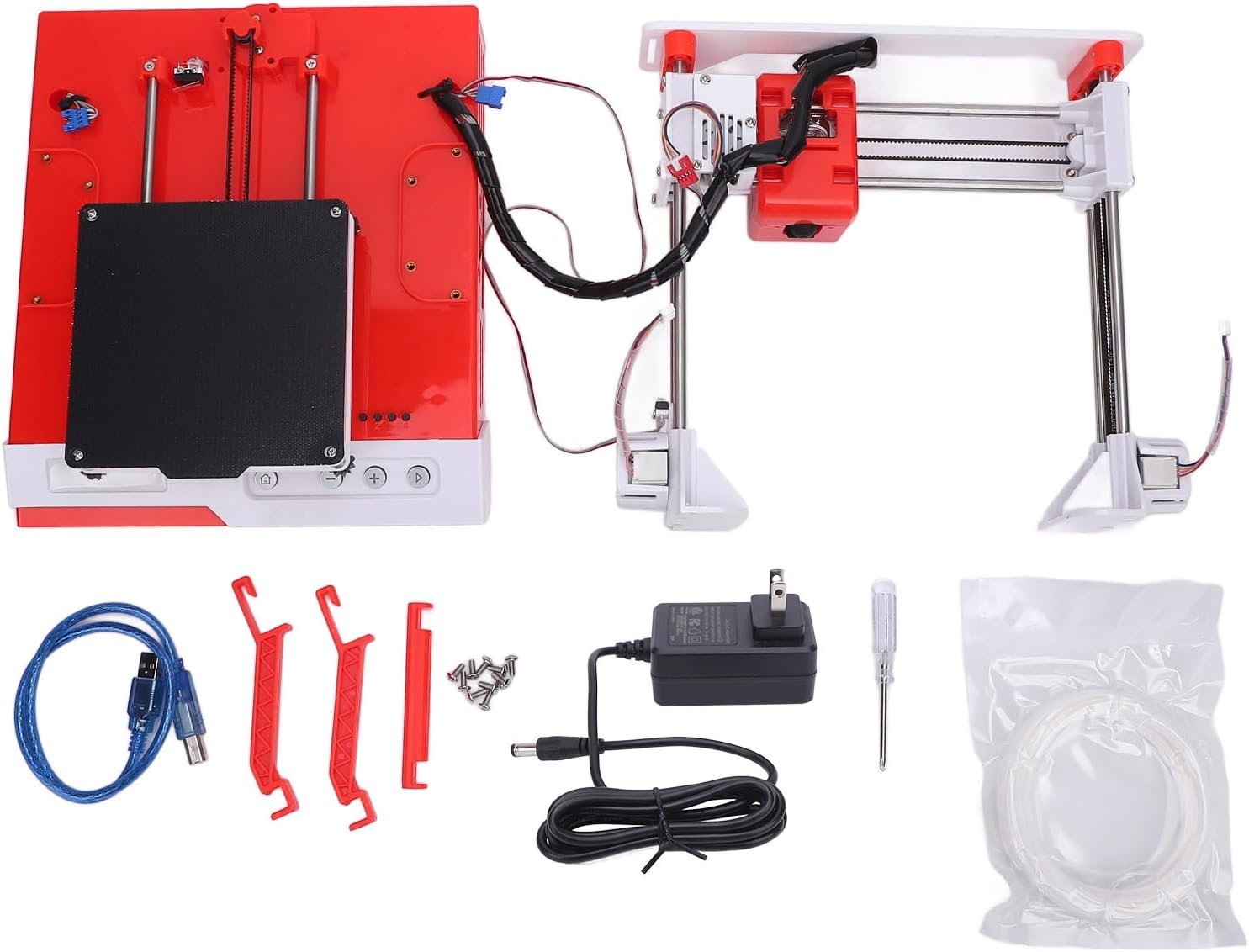 Mini 3D Printer - PLA/TPU Filament | 100x100x100mm Printing Size | 0.4mm Nozzle | Fully Open Source | Support STL Formats | 3D Printing Machine for Kids and Beginners (Orange White)