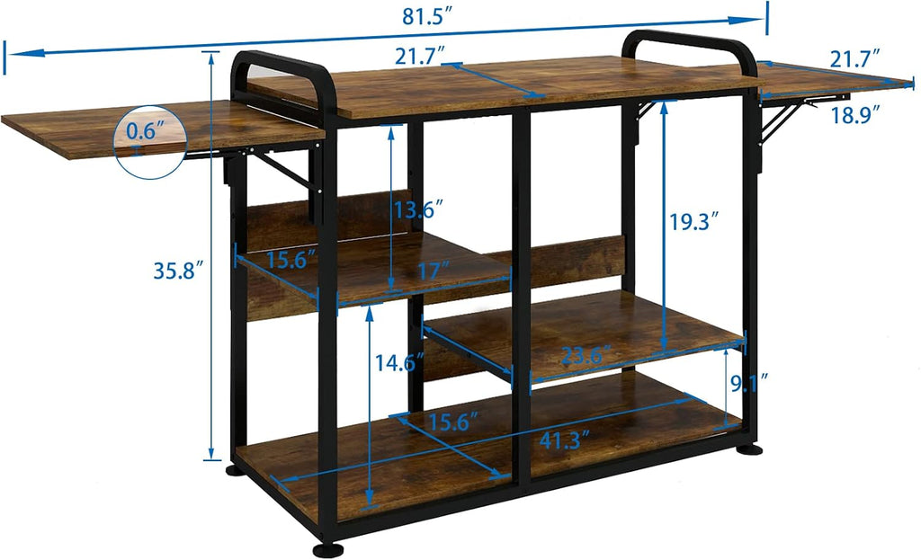 PUNCIA Large 3 Tier DIY Heat Transfer Press Machine Stands Heavy Duty Workbench with Folding Working Table for Sublimation Transfer Machine Metal Shelf Storage Organization
