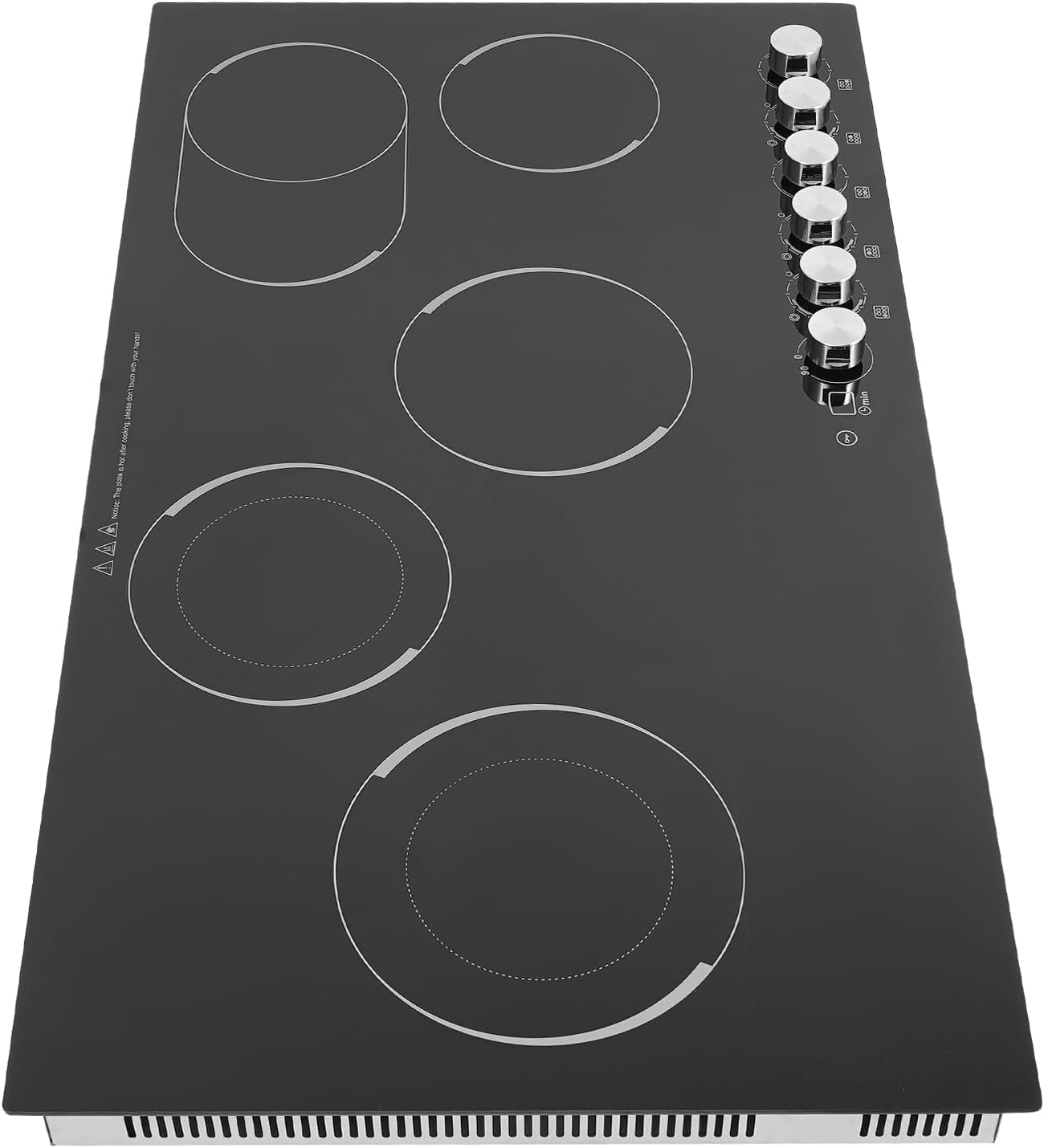 5 Burners Electric Cooktop, 35 Inch 48000W Electric Ceramic Cooktop Built-in Electric Stove Top with 5 Heating Levels, Kid Safety Lock, Timer and Knob Control, 110V for Hard Wire (No Plug)
