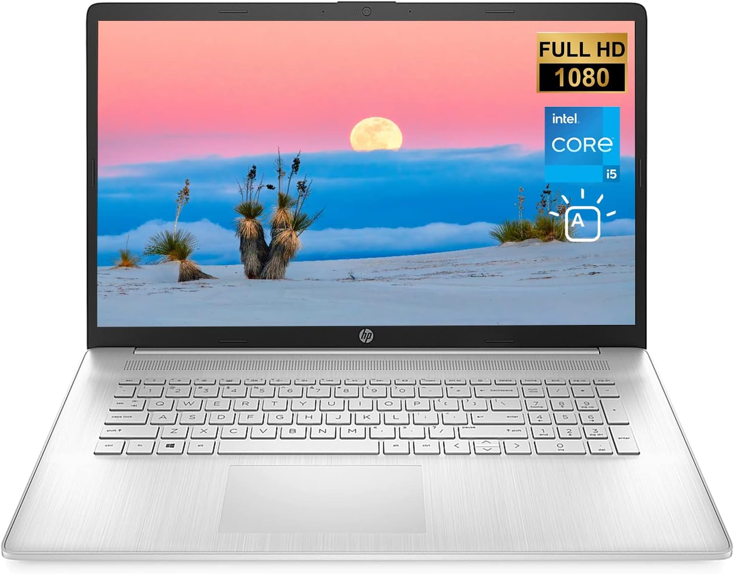 HP 17 Laptop, 17.3' FHD Display, 12th Gen Intel i5-1235U Processor, 12GB DDR4 RAM, 512GB SSD, Webcam, HDMI, Backlit Keyboard, Wi-Fi, Windows 11 Home, Silver
