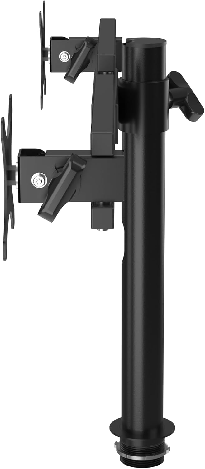VERSADESK Heavy Duty Steel Dual Monitor Stand with Height Adjustable Arms - Fits 13–27' Screens - VESA Compatible Mount with 360° Rotation - Each Arm Holds up to 22 lbs | Black