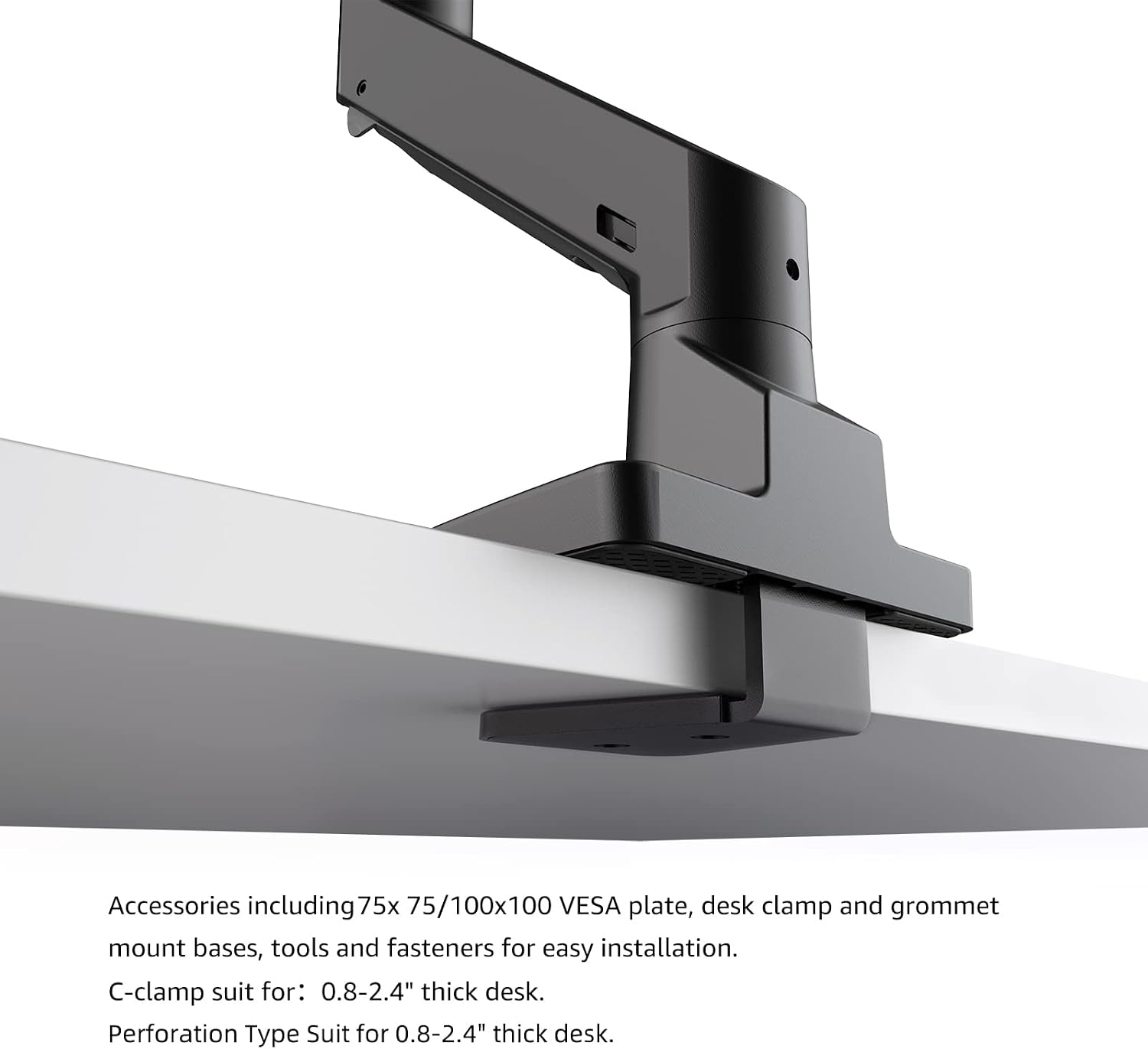 BEWISER Heavy Duty Monitor Arm for 34-49 inch and 57 inches Screen Aluminum Single Gas Spring Monitor Arm Mount Suit for Flat/Ultrawide/Cruved Screen Height Adjustable Holds 44lbs Black
