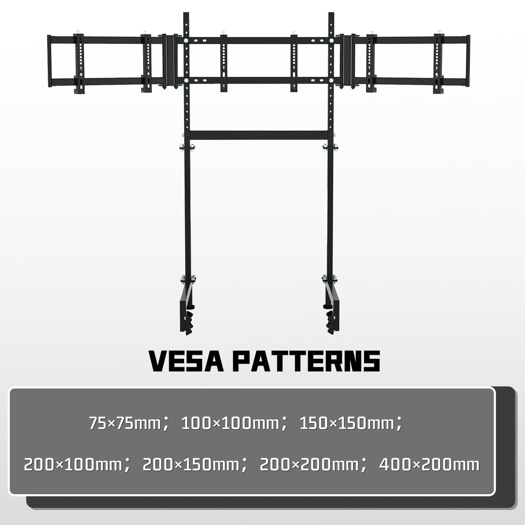 Dardoo Sim Racing Triple Monitor Stand with Adjustable Height & Width for 24-32 Inch Display 3 Screens TV Mount Compatible with Round Tube Racing Sim Cockpit