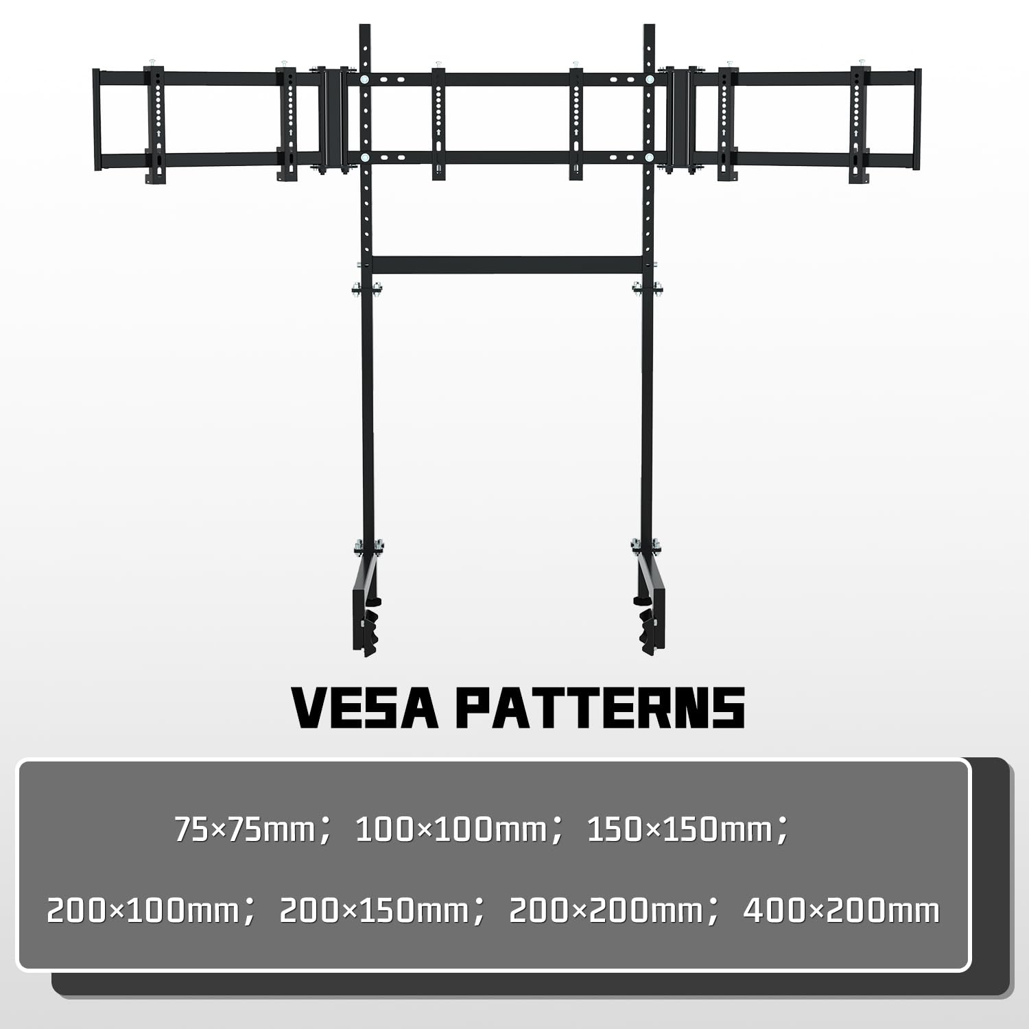 Dardoo Sim Racing Triple Monitor Stand with Adjustable Height & Width for 24-32 Inch Display 3 Screens TV Mount Compatible with Round Tube Racing Sim Cockpit