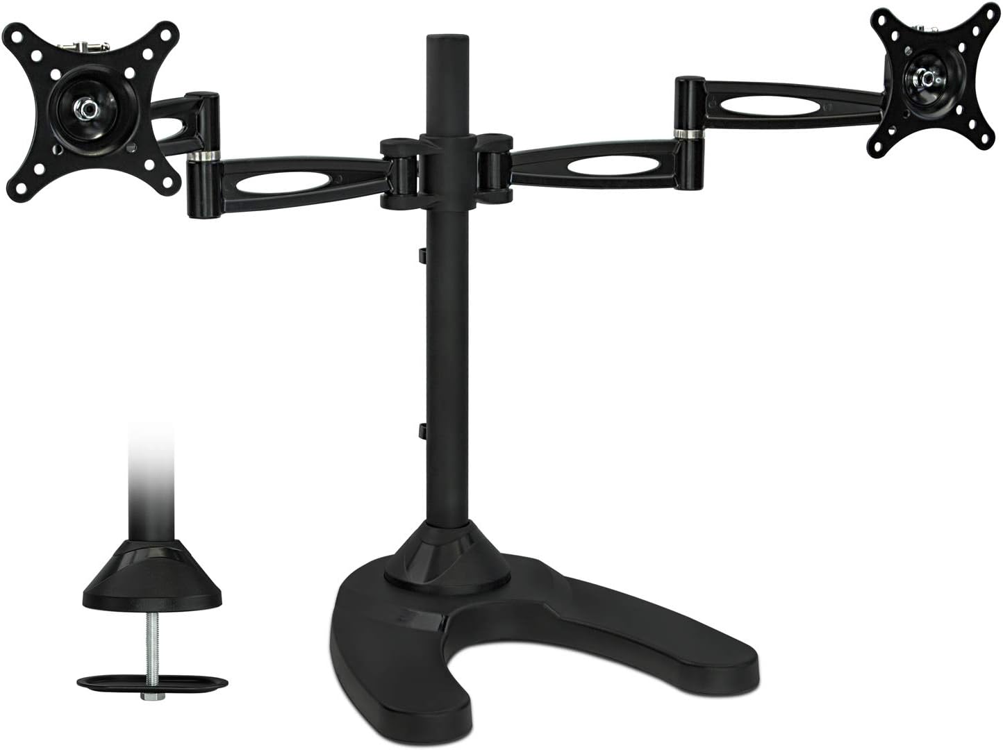 Mount-It! Dual Monitor Stand for Desk, Adjustable Monitor Stand for 2 Screens up to 27', 22 lbs Each, VESA 75x75 100x100, Full Motion Arms, Free Standing Base or Grommet Mount, MI-792