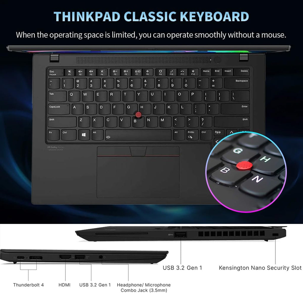 Lenovo Thinkpad T14S (G2) Business Laptop, 14' FHD (1920 x 1080) Display, Core i5-1145G7 4.4GHz, 512GB SSD, 16GB RAM, Webcam, Windows 11 (Renewed)