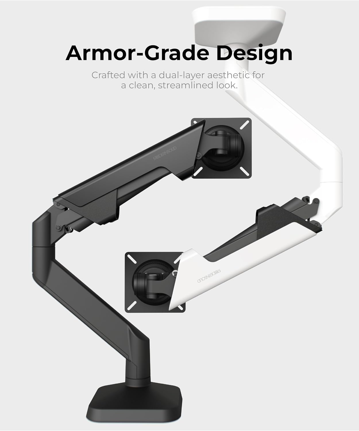 Modernsolid Heavy Duty Ultrawide Monitor Arm with RGB Lighting & USB Charging, Fits 34 to 49 inch Curved Screens, Supports 14 to 38 lbs, Adjustable Desk Mount, Gaming Setup, Black
