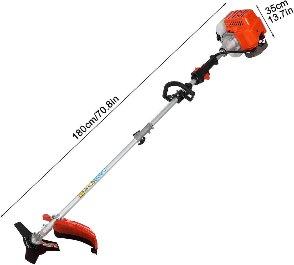 Gas Weed Wacker, 52cc 2-Stroke 5 in 1 Multi-Functional Lawn Mower Hedge Trimmer Pruners Gas Powered Brush Cutter, Weed Eater for Grass and Bush Shipping from US (Red)