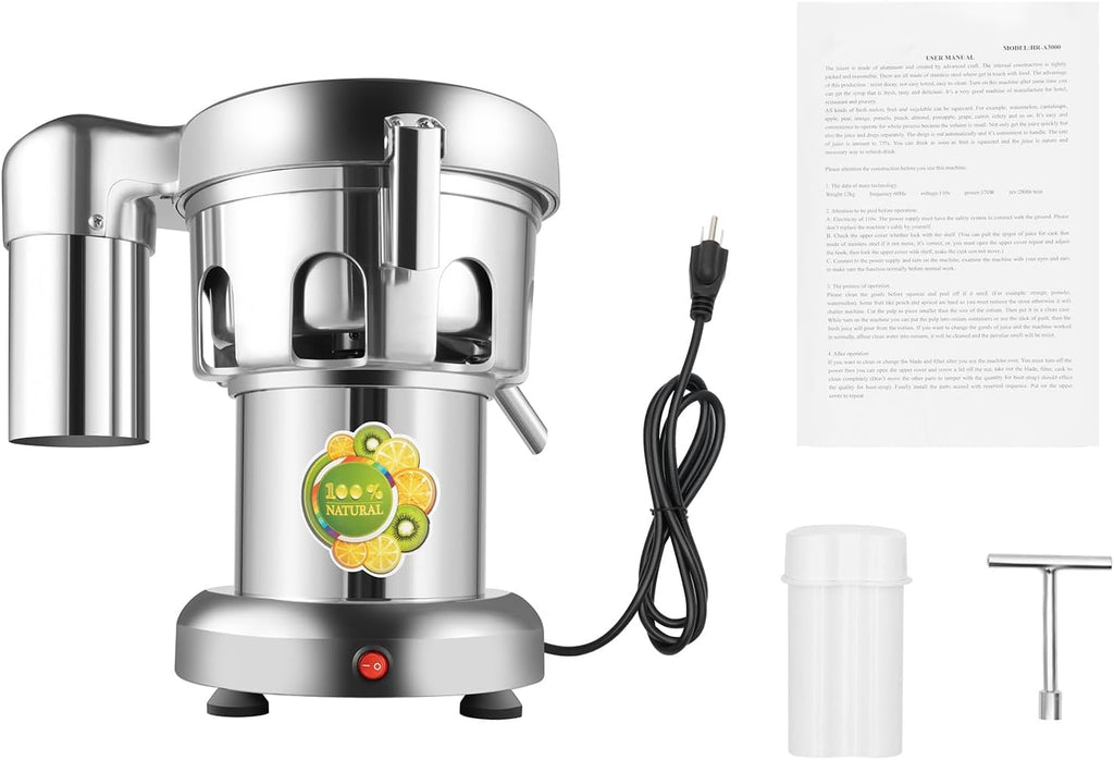 Professional Juicer Machine, 370W 2800RMP Efficient Citrus Press with Automatic Pulp Separator, Quiet Motor(30-40dB), Easy Clean Dishwasher Safe for Fruits Vegetables