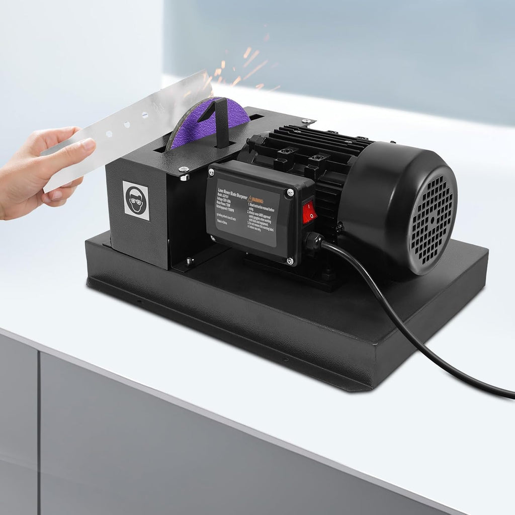 1HP 750W Lawn Mower Blade Sharpener, 1700 RPM Bench Mower Sharpening Machine with 9in Grinding Wheel,Lawnmower Blade Grinder for Flat Blades,High/Low Lift Blades