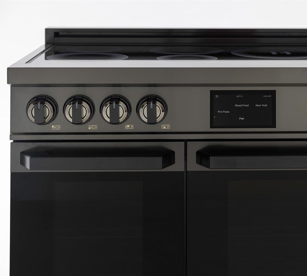 48 Inch Professional Induction Range with Double Convection Ovens, Air Fry, 7 Burner Electric Stove, Pizza Stone - Black Stainless Steel