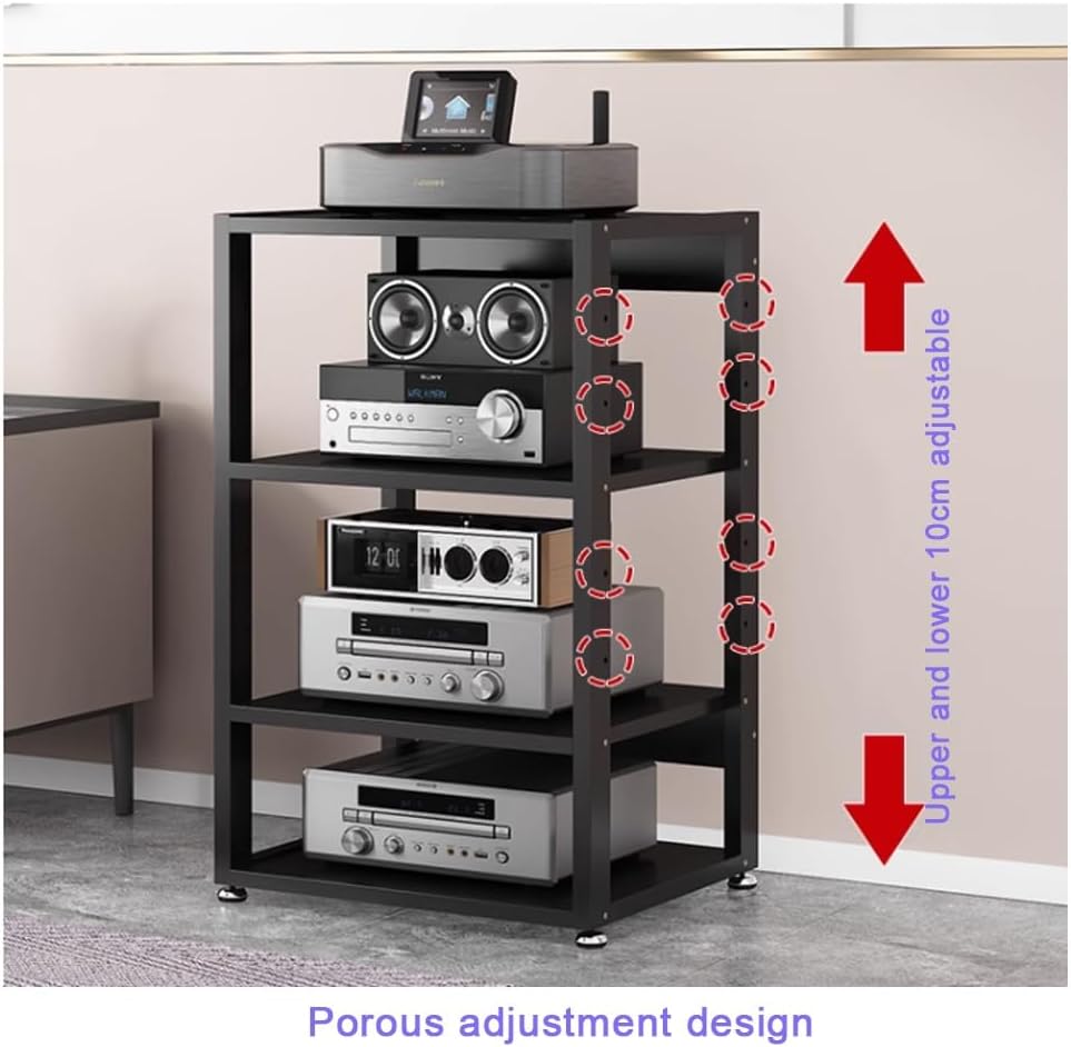 Heavy Duty Audio Component Rack - 3/4/5 Tier AV Media Stand for HiFi Amplifiers & Stereo Receivers, Durable Black Display for Home Audio Equipment, 3 Tier - 50x40x48.5CM