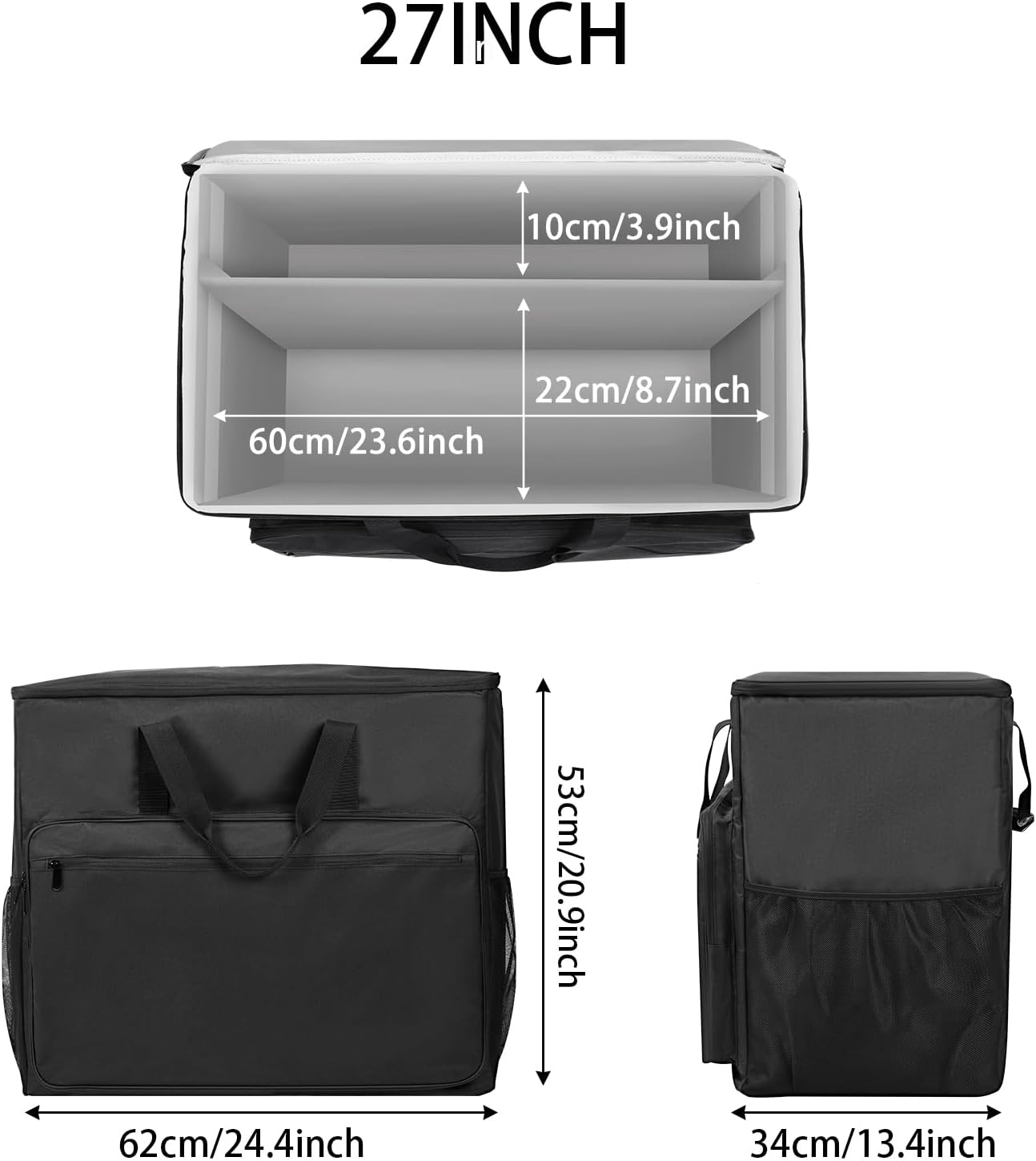 BUBM Desktop Computer Carrying Case, Padded Nylon Carry Tote Bag for Transporting Computer Tower PC Chassis, Keyboard, Cable and Mouse