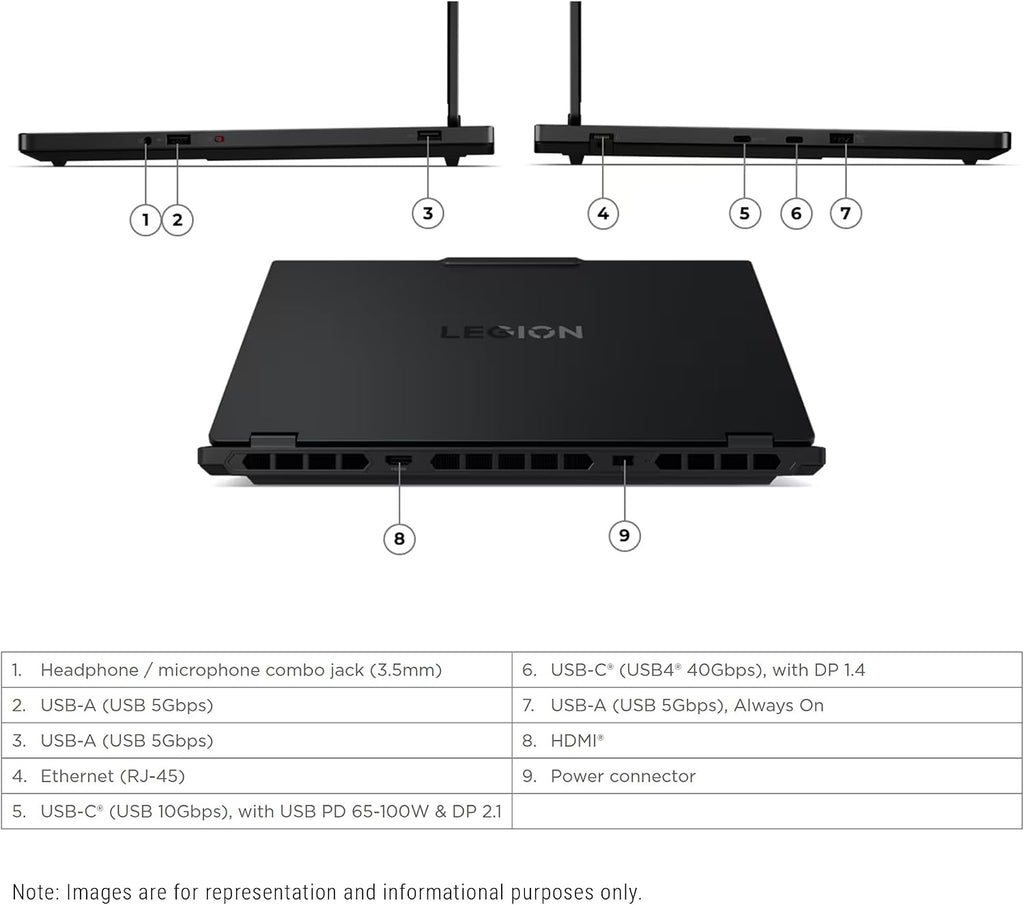 Lenovo Legion 5i Gen 10 Gaming Laptop, Intel Ultra 7-255HX, 16 GB DDR5 RAM, 1 TB PCIe SSD, 15.1' WQXGA (2560x1600) Display, Nvidia G-Force RTX 5070, 24-Zone RGB Keyboard, W11 Home, Eclipse Black