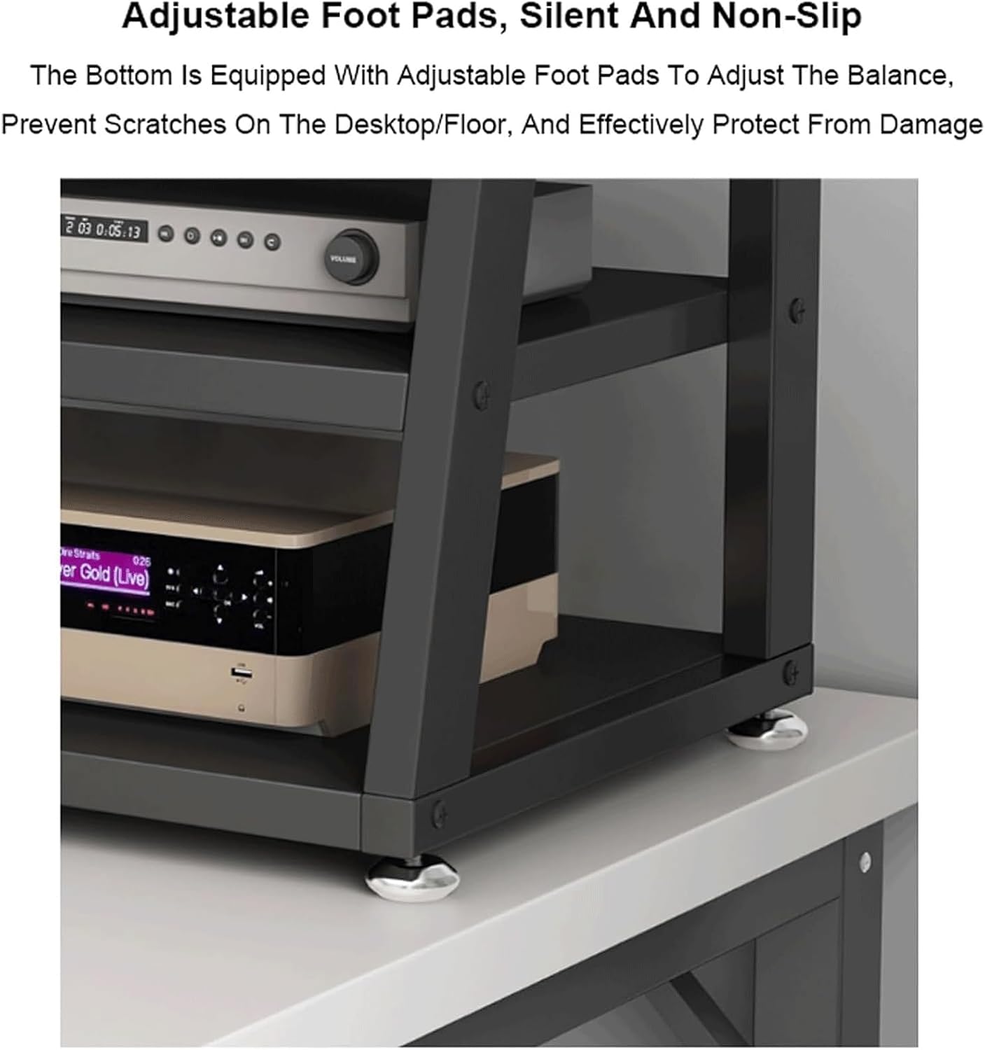 Audio Rack 2/3/4 Tier Stereo Rack Audio Equipment Rack Wooden Audio Rack Cabinet Open Trapezoidal HiFi Rack Strong Stereo Shelf(Nero,40x35x35.5cm)