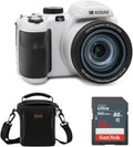 KODAK PIXPRO AZ425-RD 20MP Digital Camera 42X Optical Zoom 24mm Wide Angle 1080P Full HD Video Optical Image Stabilization Li-Ion Battery 3' LCD Vlogging, 32GB SD Card & Camera Bag (White)