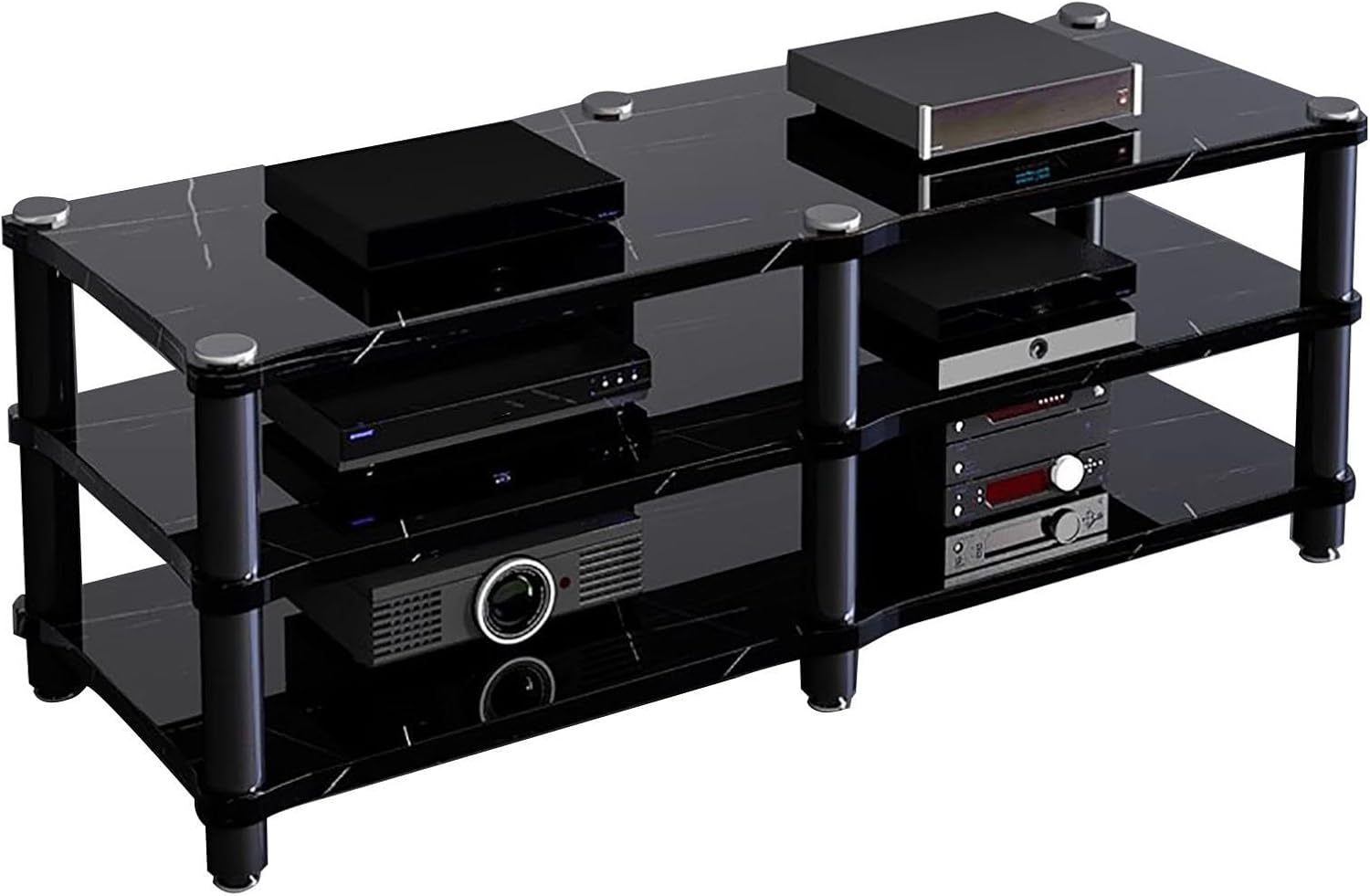 Storage Vintage Stereo Receiver Audio Cabinet, Home Theater Av Component Stand Floor Standing, Console Stereo Rack Stands, Stereo Unit Shelves(H 54cm (21 1/4'))