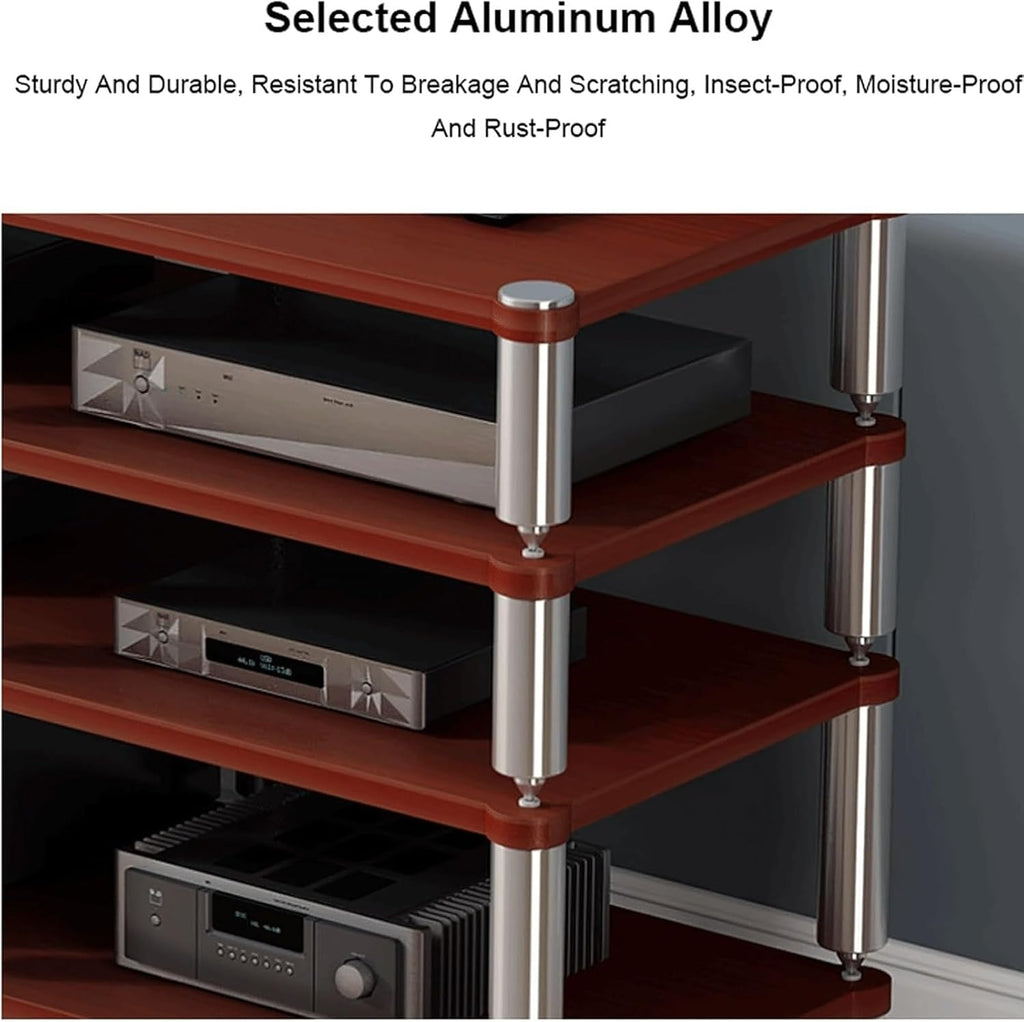 Stereo Stands Modern Audio Rack Tower AV Media Stand Wooden Tiered Shelves 2 Tier,3 Tier,4 Tier Audio Rack Shelf AV Media Player Stand(Brown,2 Tier)