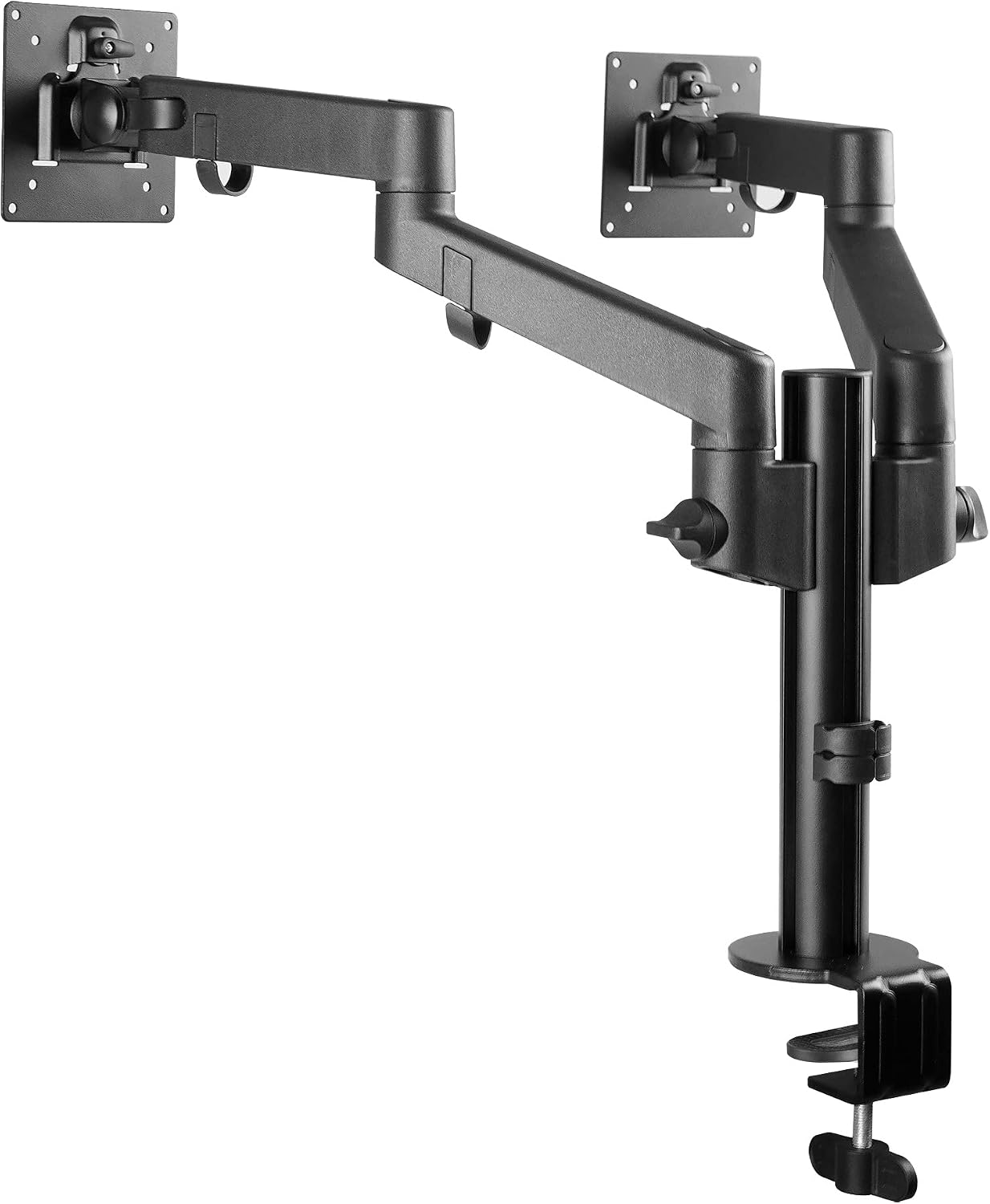 SIIG Dual Monitor Desk Mount, Replaceable Articulating Arm, 14' to 30', Fully Adjustable, Fits Flat/Curved Monitor, Load Bearing 17.6 lbs max Each, VESA 75x75 100x100, C-Clamp & Grommet(CE-MT3E11-S1)
