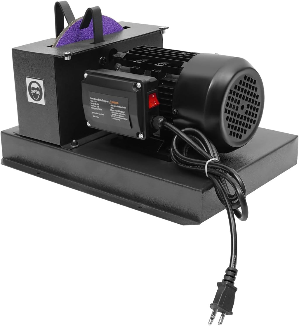 Lawn Mower Blade Sharpener, 1HP 750W Lawn Mower Blade Grinder 1700 RPM Powerful Bench Grinder Sharpening Machine with with 9inch Grinding Wheel for Gator Blades, Flat Blades (1HP 750W)