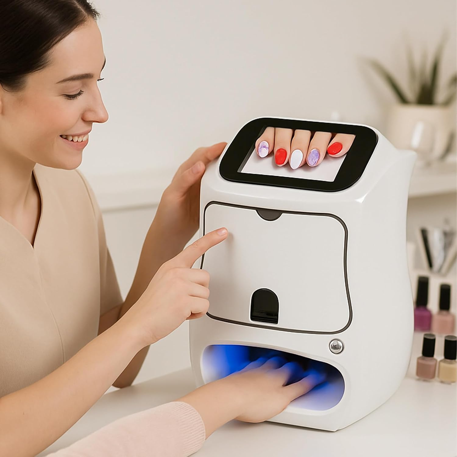 Automatic 3D Nail Art Printer Machine with Touch Screen & Built-in Dryer, Includes Nail Polish Pack - Perfect for Girls & Women to Create Salon-Quality Nails at Home