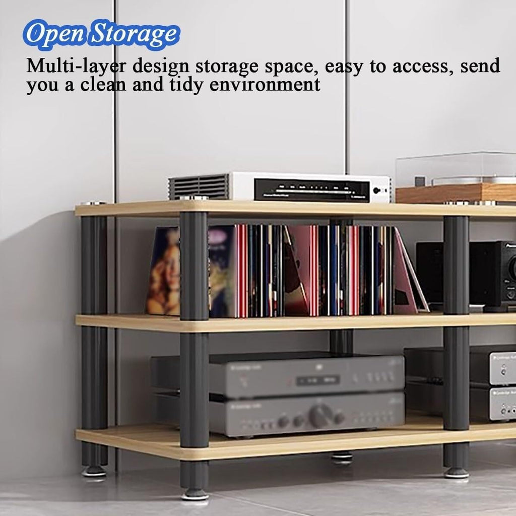 Audio Video Equipment Tower Rack, Stereo Cabinet, Turntable Receiver Stand, Home Office Media TV Component Storage Unit