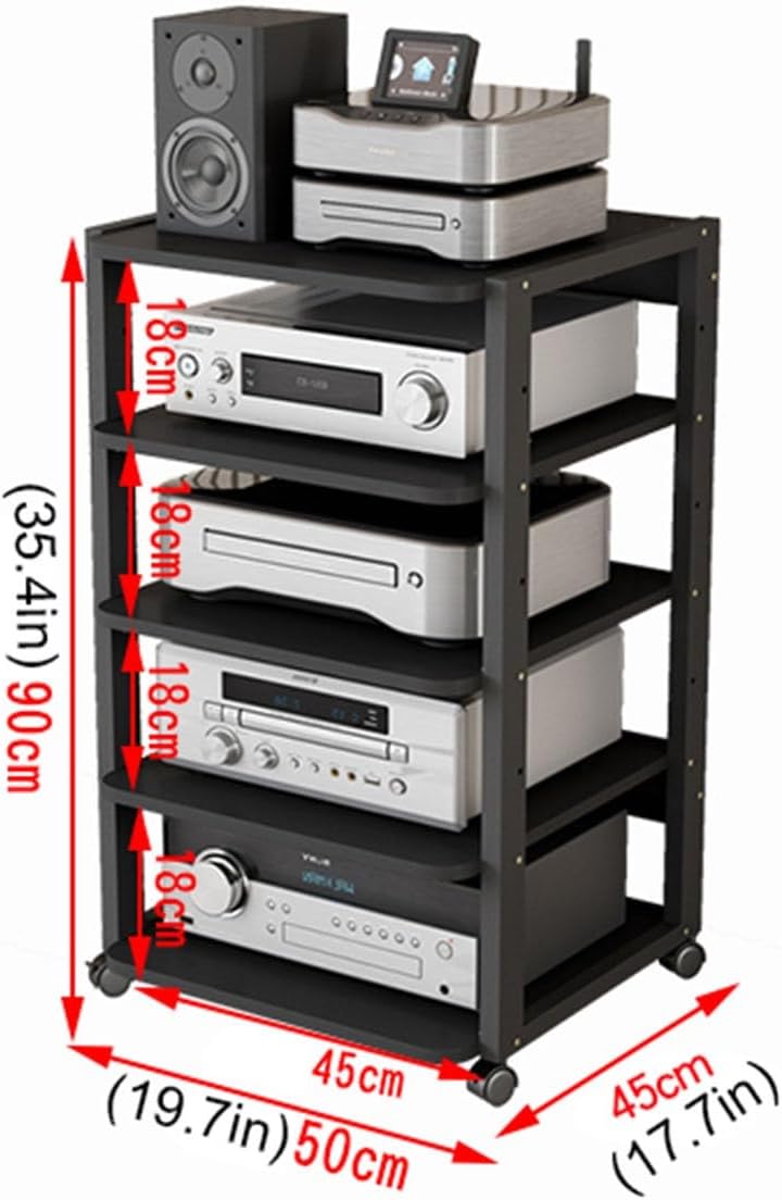 Entertainment Center for TV, Audio Video Components, Stereo Equipment, Gaming Consoles - Media Stand with Open Storage Shelves for Streaming Devices