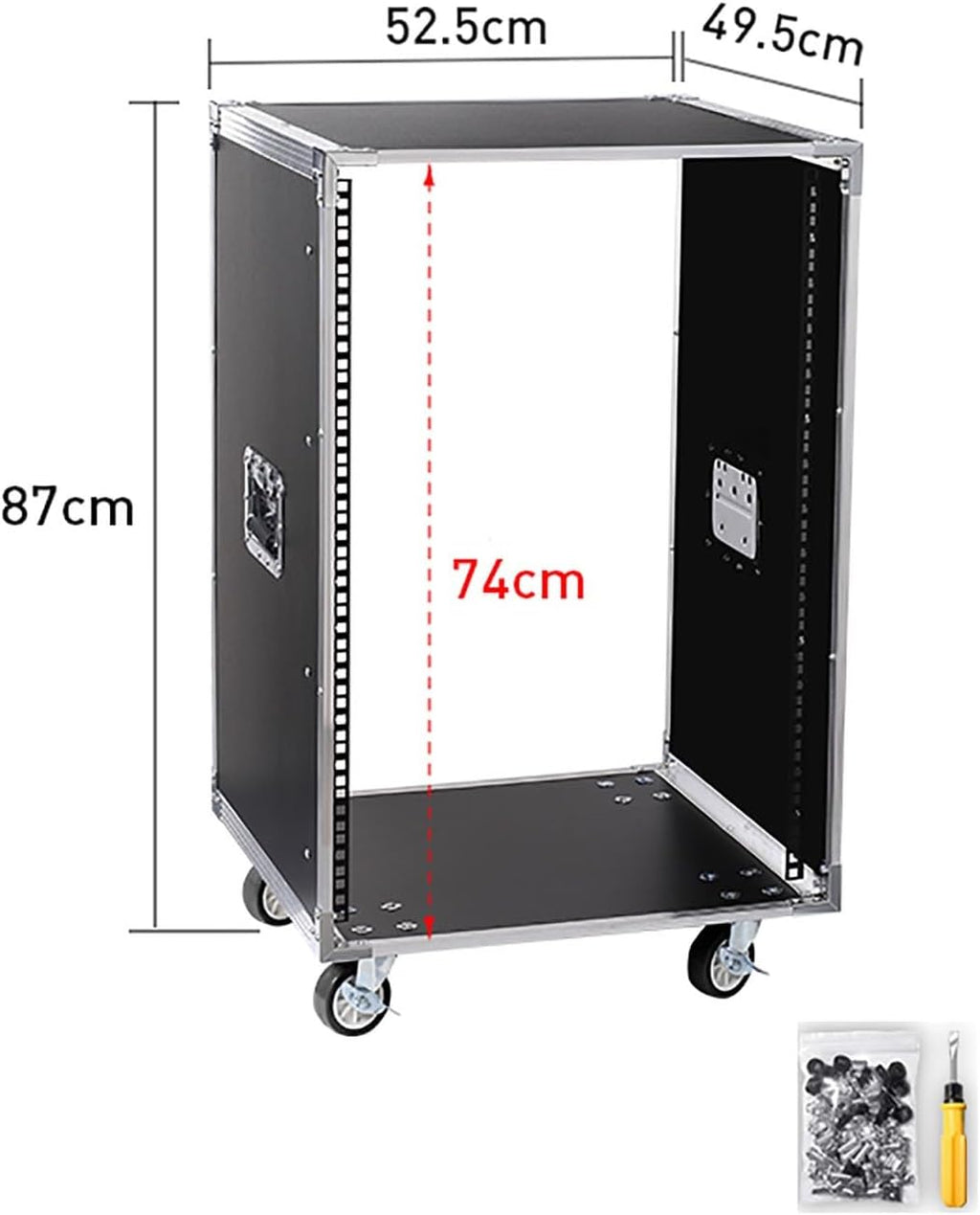 12U Server Cabinet，Portable Network Rack，Open Frame Rack，with Caster Built-in Handle Network Rack， Rolling Network Rack，for Servers & AV Gear and IT Equipment (Size : 16U-87X52.5CM)