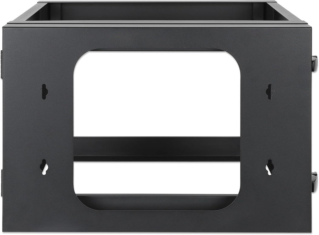 Intellinet 6U 19' 4 Post Open Frame Wall Mount Rack - 180 Degree Gate Swing, Pre-Assembled, Antistatic Powder Coated Steel – for IT Network Equipment & AV Devices – 3 Yr Mfg Warranty – 716031