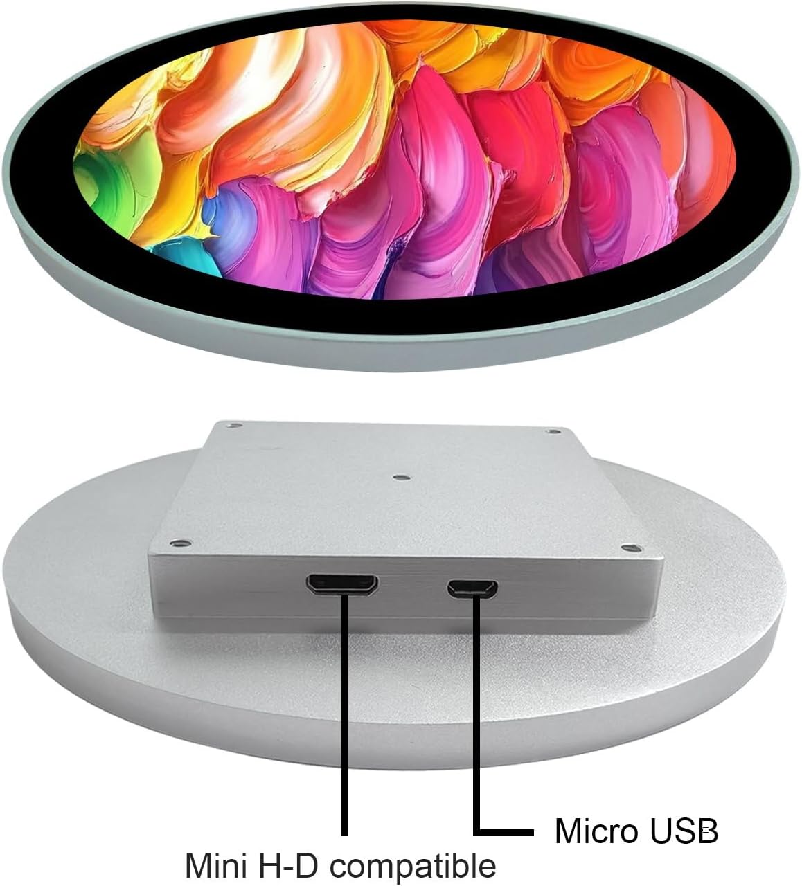 VSDISPLAY 5 Inch Round Touch Display Monitor 1080x1080 Resolution 400Nits IPS LCD Screen Supports Mini H Video Input