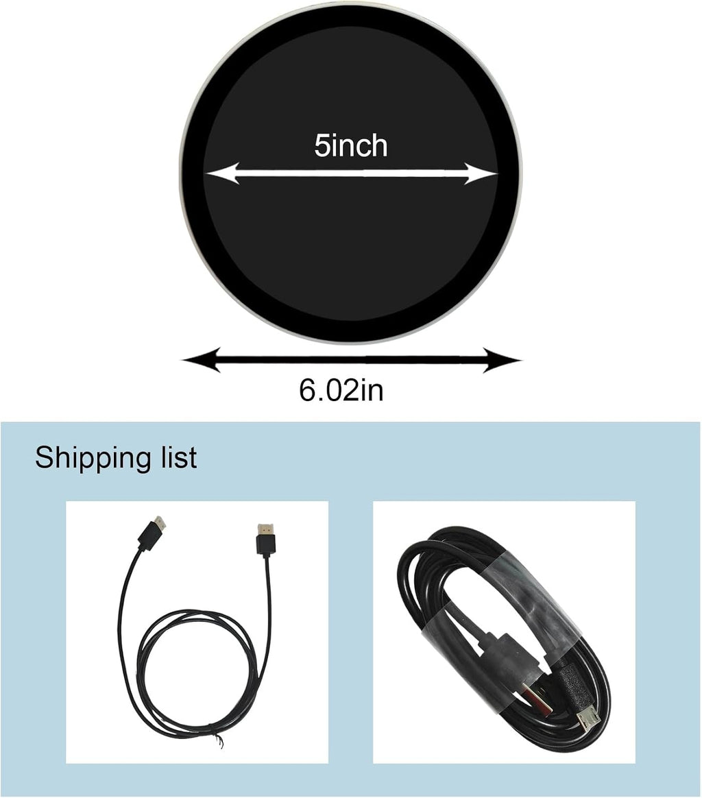 VSDISPLAY 5 Inch Round Touch Display Monitor 1080x1080 Resolution 400Nits IPS LCD Screen Supports Mini H Video Input