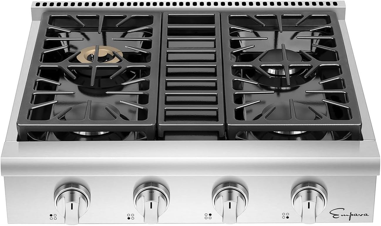 Empava 30 in. Slide-in Natural Gas Rangetop with 4 Burners in Stainless Steel