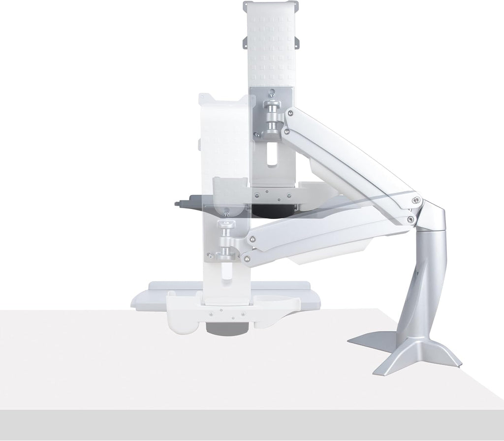 StarTech.com Sit-Stand Monitor Arm with Keyboard Tray - Adjustable Desk Mount Sit-Stand Workstation Arm for Single 27' VESA Display - Ergonomic Articulating Standing Desk Converter, TAA