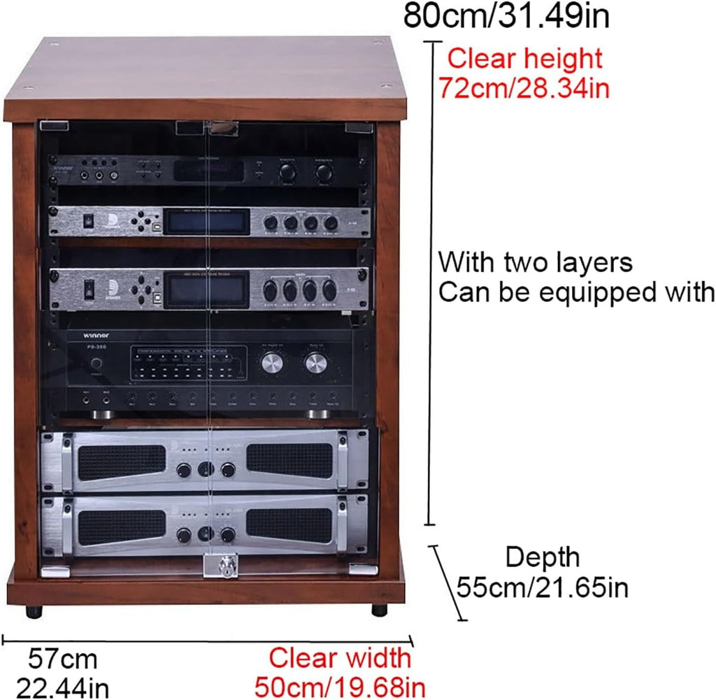 Wooden Media Cabinet & Audio Rack Tower, Perfect Record Player Stand & Stereo Shelf, Stylish Storage for Vinyl, CDs & Electronics (57x55x80cm)